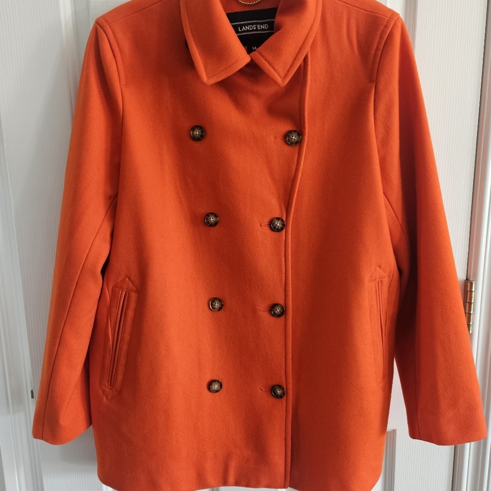 NWOT Lands End Insulated Double Breasted Wool Coat - Picture 4 of 13